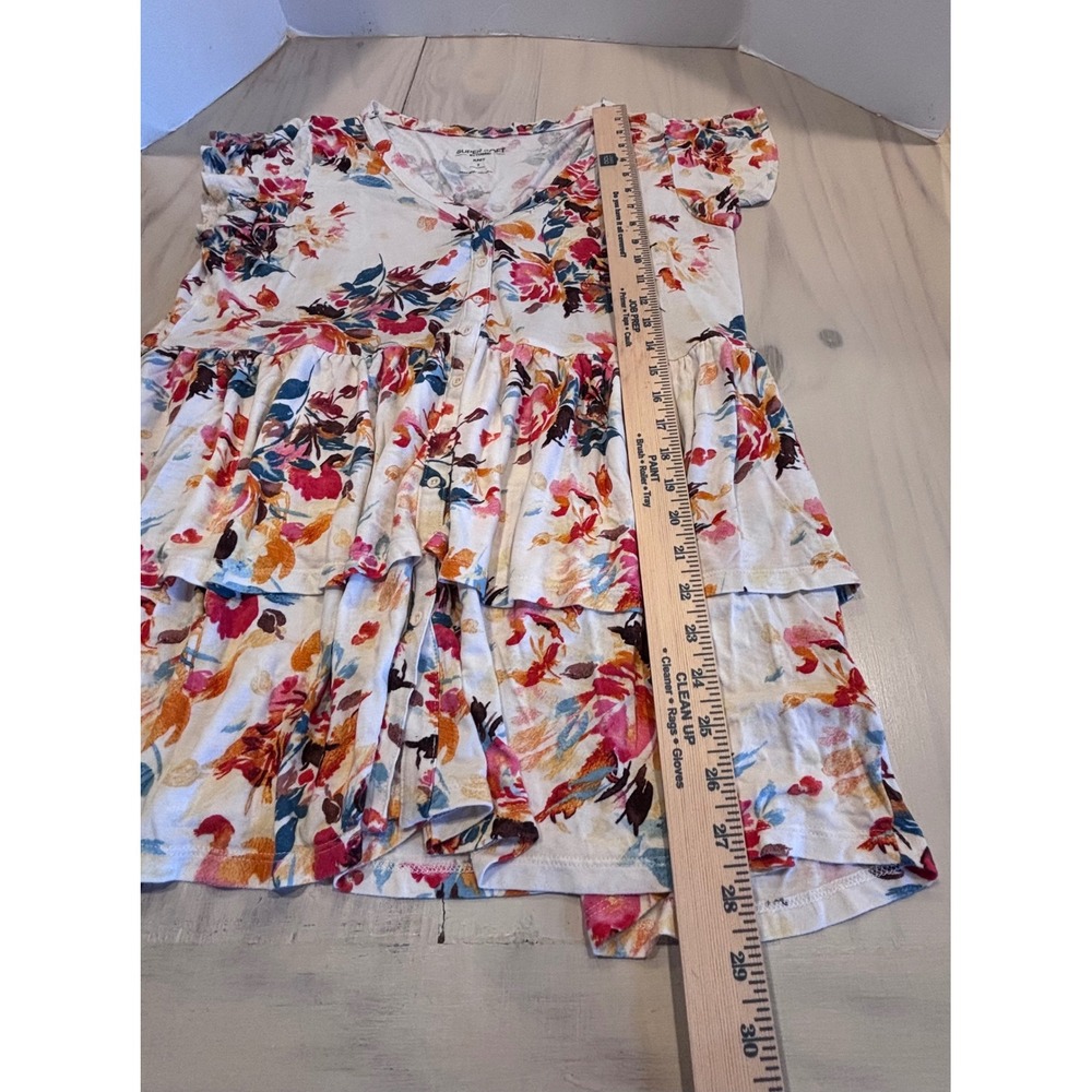 Torrid Super Soft Floral Button Front Tiered Babydoll Top White Size 1 - Picture 10 of 11